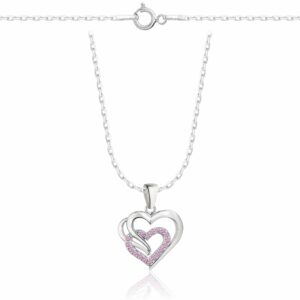 SREBRNY NASZYJNIK ANKIER SERCE Z CYRKONIAMI 925 - 1,6MM