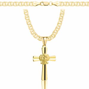 POZŁACANY SREBRNY ŁAŃCUSZEK GALIBARDI Z KRZYŻYKIEM 925 585 - 4,5MM