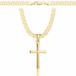 POZŁACANY SREBRNY ŁAŃCUSZEK GALIBARDI Z KRZYŻYKIEM 925 585 - 4,5MM