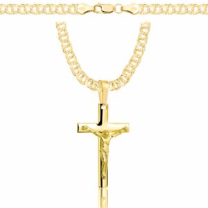 POZŁACANY SREBRNY ŁAŃCUSZEK GALIBARDI Z KRZYŻYKIEM 925 585 - 4,5MM