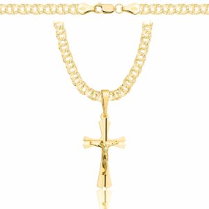 POZŁACANY SREBRNY ŁAŃCUSZEK GALIBARDI Z KRZYŻYKIEM 925 585 - 4,5MM