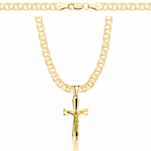 POZŁACANY SREBRNY ŁAŃCUSZEK GALIBARDI Z KRZYŻYKIEM 925 585 - 4,5MM