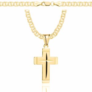 POZŁACANY SREBRNY ŁAŃCUSZEK GALIBARDI Z KRZYŻYKIEM 925 585 - 4,5MM