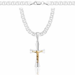 SREBRNY ŁAŃCUSZEK GALIBARDI Z KRZYŻYKIEM 925 - 4,5MM