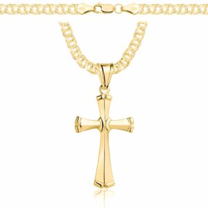 POZŁACANY SREBRNY ŁAŃCUSZEK GALIBARDI Z KRZYŻYKIEM 925 585 - 4,5MM