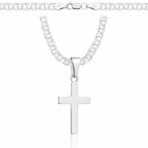 SREBRNY ŁAŃCUSZEK GALIBARDI Z KRZYŻYKIEM 925 - 4,5MM