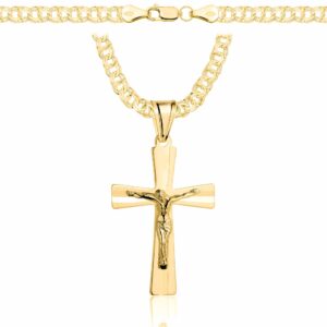 POZŁACANY SREBRNY ŁAŃCUSZEK GALIBARDI Z KRZYŻYKIEM 925 585 - 4,5MM