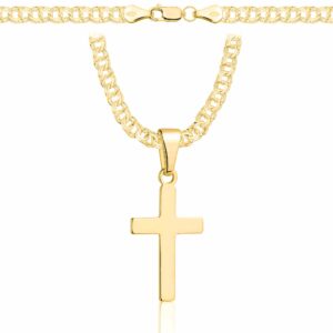 POZŁACANY SREBRNY ŁAŃCUSZEK GALIBARDI Z KRZYŻYKIEM 925 585 - 4,5MM