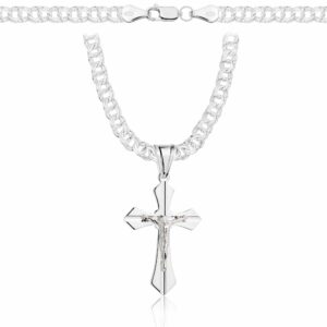 SREBRNY ŁAŃCUSZEK GALIBARDI Z KRZYŻYKIEM 925 - 4,5MM