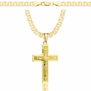 POZŁACANY SREBRNY ŁAŃCUSZEK GALIBARDI Z KRZYŻYKIEM 925 585 - 4,5MM