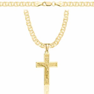 POZŁACANY SREBRNY ŁAŃCUSZEK GALIBARDI Z KRZYŻYKIEM 925 585 - 4,5MM