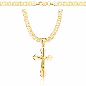 POZŁACANY SREBRNY ŁAŃCUSZEK GALIBARDI Z KRZYŻYKIEM 925 585 - 4,5MM