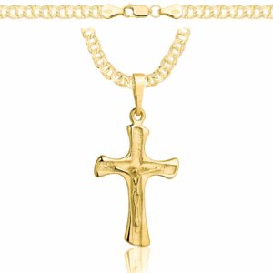 POZŁACANY SREBRNY ŁAŃCUSZEK GALIBARDI Z KRZYŻYKIEM 925 585 - 4,5MM