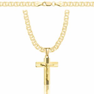 POZŁACANY SREBRNY ŁAŃCUSZEK GALIBARDI Z KRZYŻYKIEM 925 585 - 4,5MM