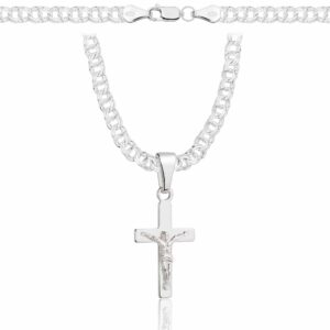 SREBRNY ŁAŃCUSZEK GALIBARDI Z KRZYŻYKIEM 925 - 4,5MM