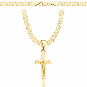 POZŁACANY SREBRNY ŁAŃCUSZEK GALIBARDI Z KRZYŻYKIEM 925 585 - 4,5MM