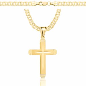 POZŁACANY SREBRNY ŁAŃCUSZEK GALIBARDI Z KRZYŻYKIEM 925 585 - 4,5MM