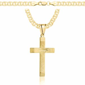 POZŁACANY SREBRNY ŁAŃCUSZEK GALIBARDI Z KRZYŻYKIEM 925 585 - 4,5MM