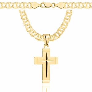 POZŁACANY SREBRNY ŁAŃCUSZEK GALIBARDI Z KRZYŻYKIEM 925 585 - 6,5MM