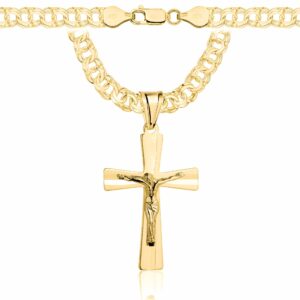 POZŁACANY SREBRNY ŁAŃCUSZEK GALIBARDI Z KRZYŻYKIEM 925 585 - 6,5MM