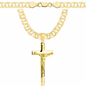 POZŁACANY SREBRNY ŁAŃCUSZEK GALIBARDI Z KRZYŻYKIEM 925 585 - 6,5MM