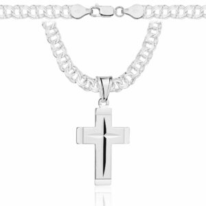 SREBRNY ŁAŃCUSZEK GALIBARDI Z KRZYŻYKIEM 925 - 6,5MM