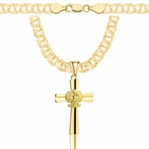 POZŁACANY SREBRNY ŁAŃCUSZEK GALIBARDI Z KRZYŻYKIEM 925 585 - 6,5MM