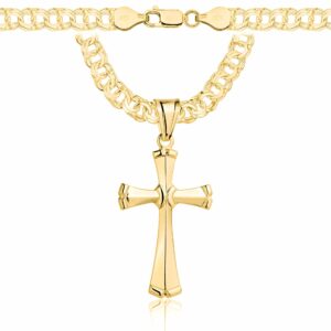 POZŁACANY SREBRNY ŁAŃCUSZEK GALIBARDI Z KRZYŻYKIEM 925 585 - 6,5MM