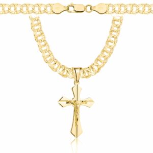 POZŁACANY SREBRNY ŁAŃCUSZEK GALIBARDI Z KRZYŻYKIEM 925 585 - 6,5MM