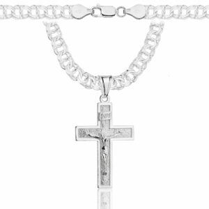 SREBRNY ŁAŃCUSZEK GALIBARDI Z KRZYŻYKIEM 925 - 6,5MM