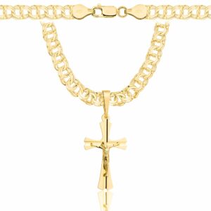 POZŁACANY SREBRNY ŁAŃCUSZEK GALIBARDI Z KRZYŻYKIEM 925 585 - 6,5MM