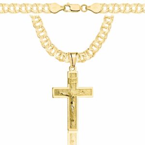 POZŁACANY SREBRNY ŁAŃCUSZEK GALIBARDI Z KRZYŻYKIEM 925 585 - 6,5MM