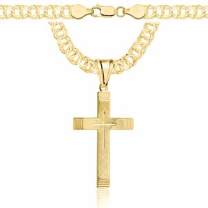 POZŁACANY SREBRNY ŁAŃCUSZEK GALIBARDI Z KRZYŻYKIEM 925 585 - 6,5MM