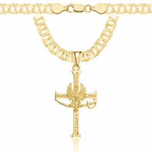 POZŁACANY SREBRNY ŁAŃCUSZEK GALIBARDI Z KRZYŻYKIEM 925 585 - 6,5MM