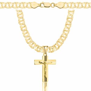 POZŁACANY SREBRNY ŁAŃCUSZEK GALIBARDI Z KRZYŻYKIEM 925 585 - 6,5MM