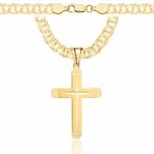 POZŁACANY SREBRNY ŁAŃCUSZEK GALIBARDI Z KRZYŻYKIEM 925 585 - 6,5MM