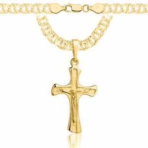 POZŁACANY SREBRNY ŁAŃCUSZEK GALIBARDI Z KRZYŻYKIEM 925 585 - 6,5MM