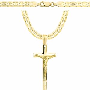 POZŁACANY SREBRNY ŁAŃCUSZEK GUCCI Z KRZYŻYKIEM 925 585 - 5,5MM