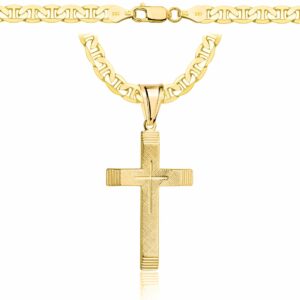 POZŁACANY SREBRNY ŁAŃCUSZEK GUCCI Z KRZYŻYKIEM 925 585 - 5,5MM