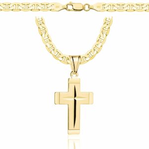 POZŁACANY SREBRNY ŁAŃCUSZEK GUCCI Z KRZYŻYKIEM 925 585 - 5,5MM