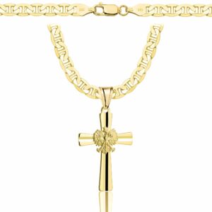 POZŁACANY SREBRNY ŁAŃCUSZEK GUCCI Z KRZYŻYKIEM 925 585 - 5,5MM