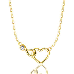 POZŁACANY SREBRNY NASZYJNIK ANKIER SERCE NIESKOŃCZONOŚĆ CYRKONIA 925 585 - 1,3MM