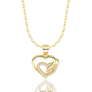 POZŁACANY SREBRNY NASZYJNIK ANKIER SERCE Z CYRKONIAMI 925 585
