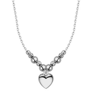 SREBRNY RODOWANY NASZYJNIK ANKIER SERCE Z KULKAMI 925 - 1,3MM