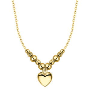 POZŁACANY SREBRNY NASZYJNIK ANKIER SERCE Z KULKAMI 925 - 1,3MM
