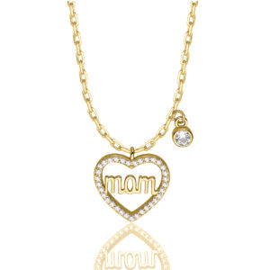 POZŁACANY SREBRNY NASZYJNIK ANKIER SERCE CYRKONIE 925 585 - 1,3MM