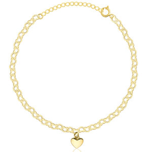 POZŁACANA SREBRNA BRANSOLETKA SPLOT SERCE 925 - 3MM