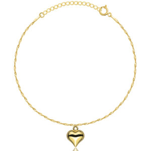 POZŁACANA SREBRNA BRANSOLETKA SINGAPUR SERCE 925 585 – 1,1MM