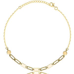 POZŁACANA SREBRNA BRANSOLETKA ANKIER PROSTOKĄTY 925 585 – 1,3MM