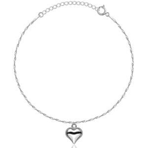 SREBRNA RODOWANA BRANSOLETKA SINGAPUR SERCE 925 – 1,1MM
